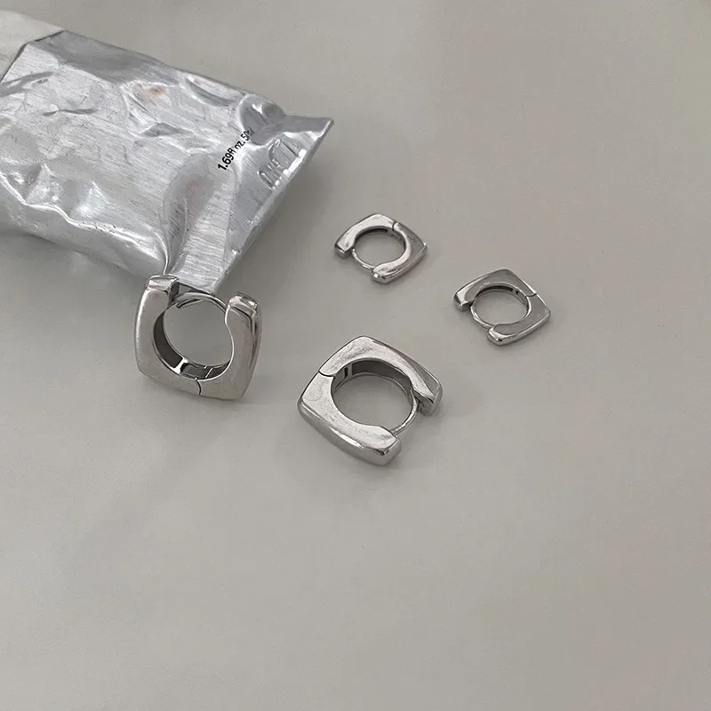 

925 Sterling Silver Geometric square Hoop Earrings Handmade Earrings Party Accessories Jewelry Gift