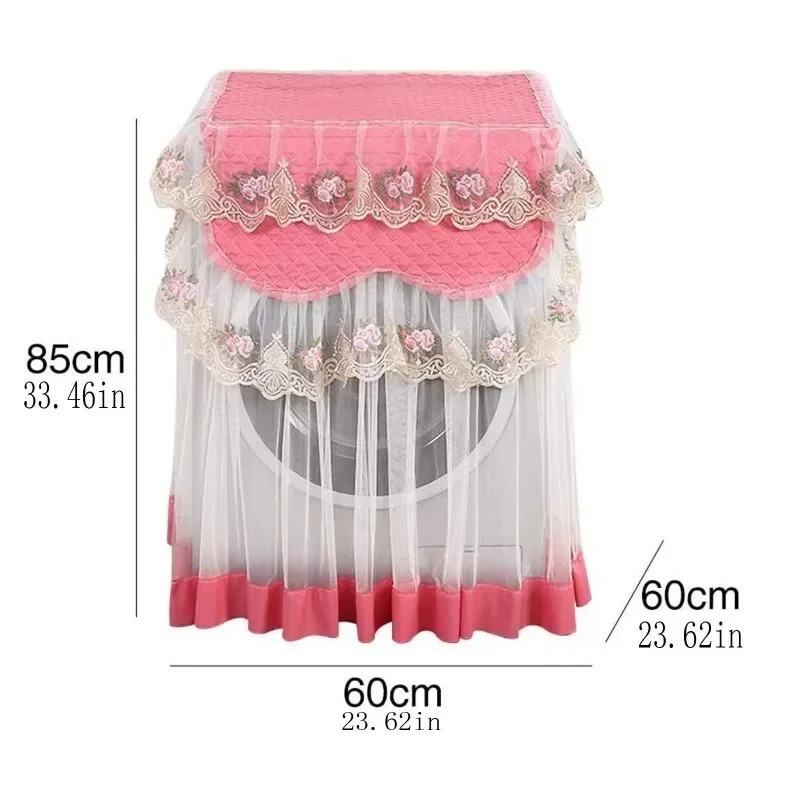 Romantic Lace Washing Machine Cover Dustproof Embroidery Floral Home Decor Protector Washing Machine Covers 60*60*85cm