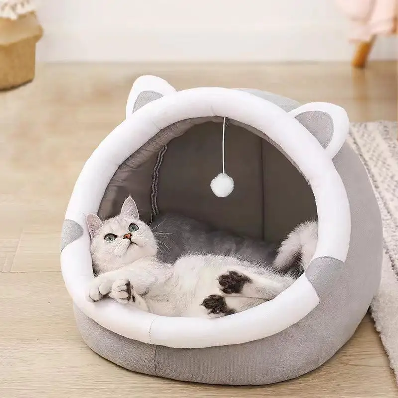 Abnehmbares Und Waschbares Haustierbett Katzennest Warmes Tiefschlaf-Komfort-Katzenbett Haustierzelt Gemütliche Höhlenhöhle Kleine Hundematte Weiches Katzenhaus S04E078Bdef314D319F5A6F743Fe04644S
