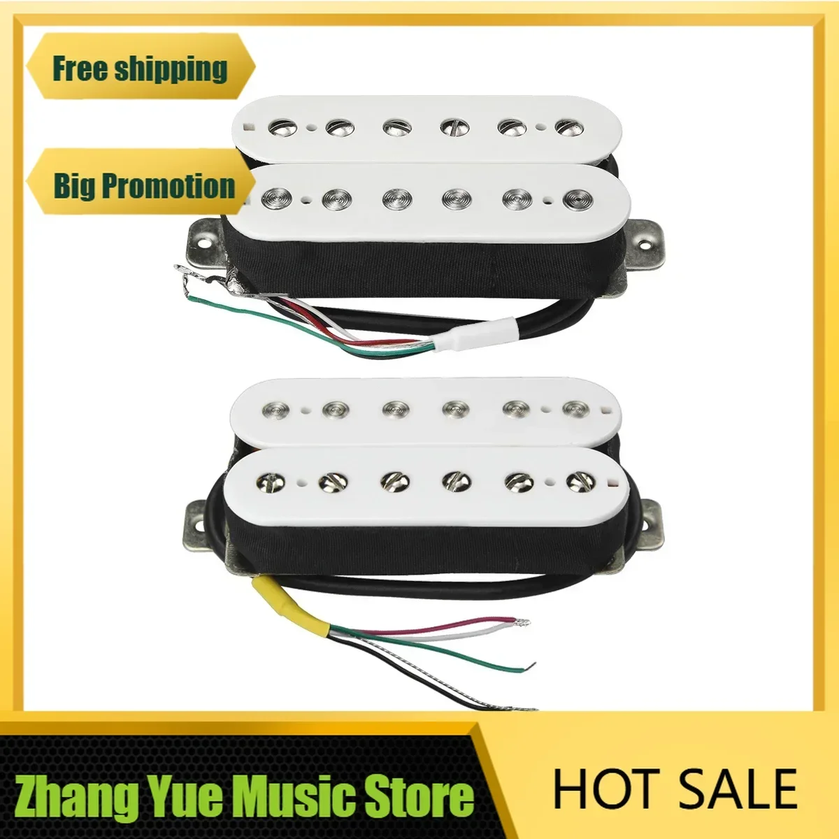 Q-X Music Store-Set of Alnico 5 Humbucker Guitar Pickup White NB Set لملحقات الجيتار الكهربائي FD