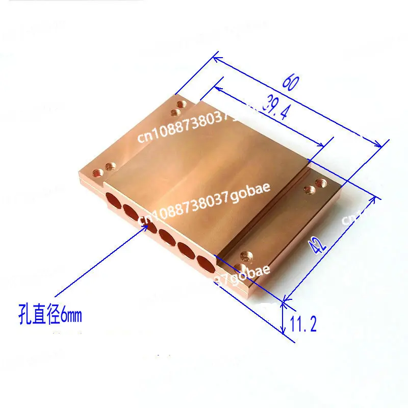 Copper multiple buckle, 6-hole heat pipe clamp plate, heat pipe pressure plate, can thread 6 pieces with a diameter of 6mm
