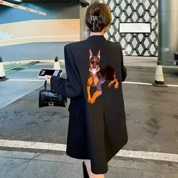 Blazer ricamato nero donna 2024 primavera autunno nuova versione coreana Design di nicchia sciolto vestito temperamento Casual confortevole