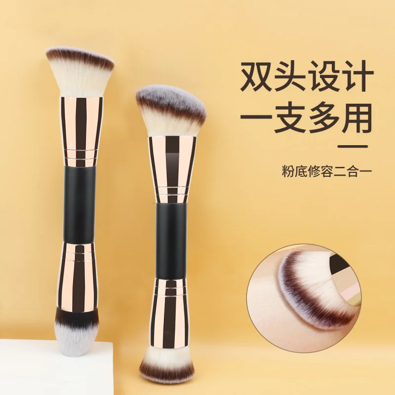 Pincel de maquiagem de ponta dupla Pincel de base angular Pincel de base redondo Pincel de contorno Pincel de base plano Pincel único