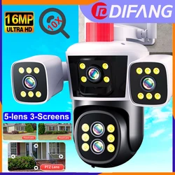 Difang 10X Zoom WiFi outdoor security Camera Four Len Three Screens Two Way Audio Night Vision Wireless CCTV Surveillance Camera