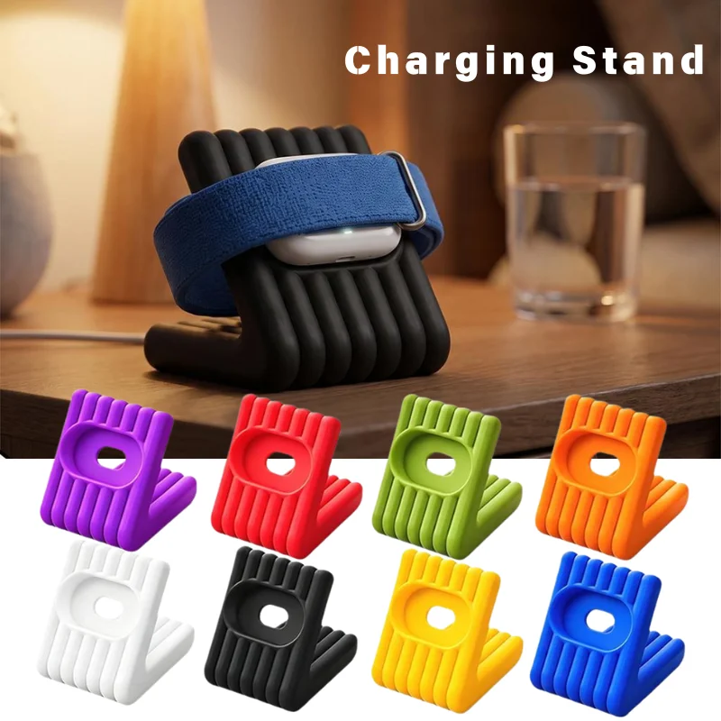 For Fitbit Air Charging Dock bracket Cute Strip Texture Silicone Foldable Desktop Stand Anti Slip Support for Home Travel Use