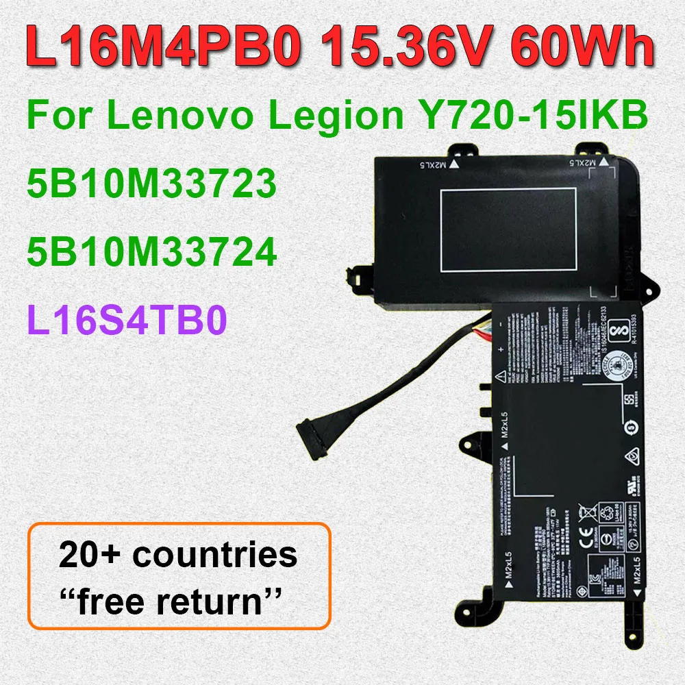 DODOMORN 15.36V 60Wh Laptop Battery L16M4PB0 L16S4TB0 For Legion Y720-15IKB 80VR,Y710 SIT Series 5B10M33723 5B10M33724 OEM