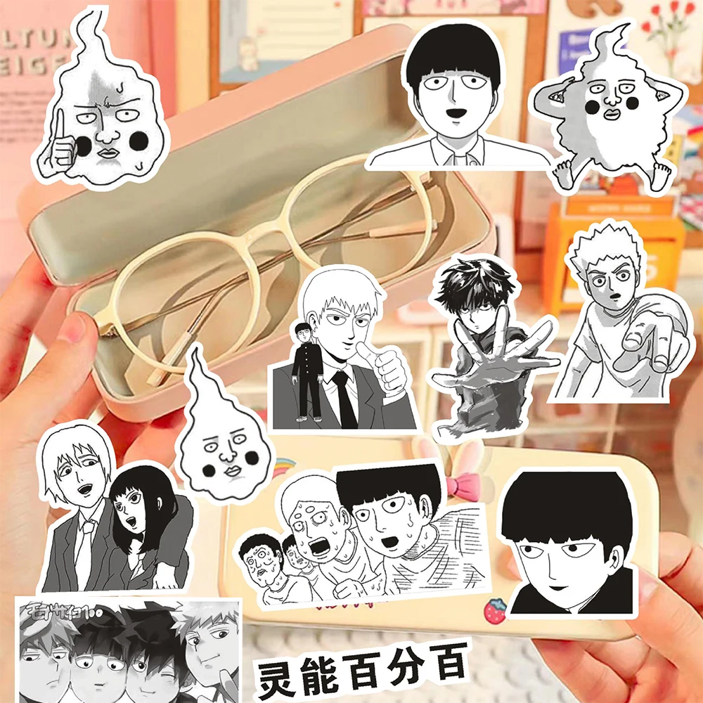 10/30/70pcs Anime Mob Psycho 100 Stickers Cartoon Black White Decals Laptop Phone Water Bottle Car Waterproof Sticker Kids Toys