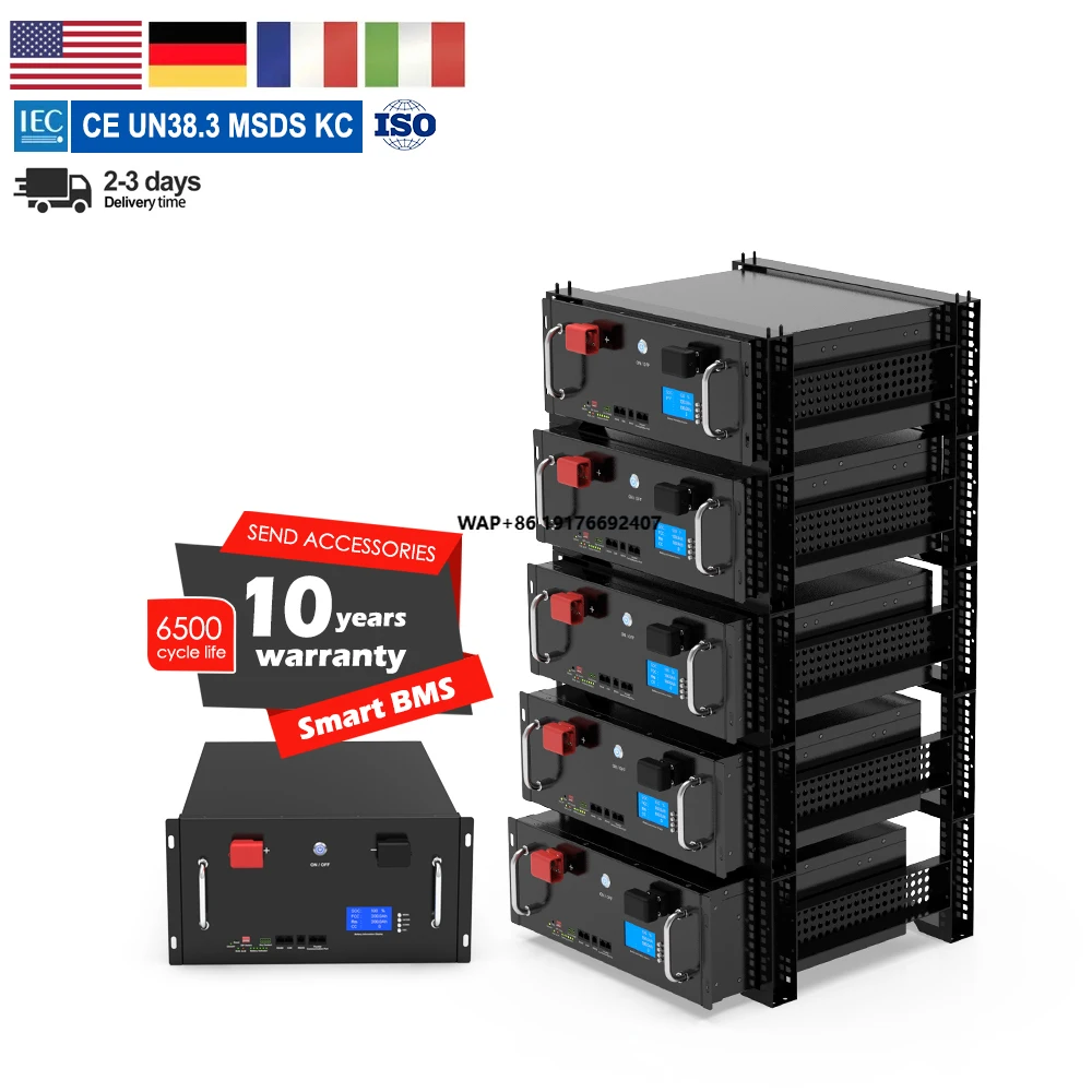 10 Years Guaranteed 16S1P 10KWh 51.2V 200Ah LiFePO4 Lithium Battery Solar Energy Storage System