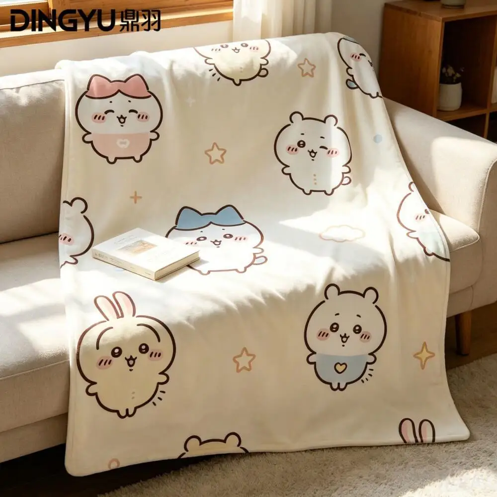 Cartoon Chiikawa Nap Blanket Cute Usagi Hachiware Anime Summer Thin Flannel Air Conditioning Blanket Student Lunch Break Blanket