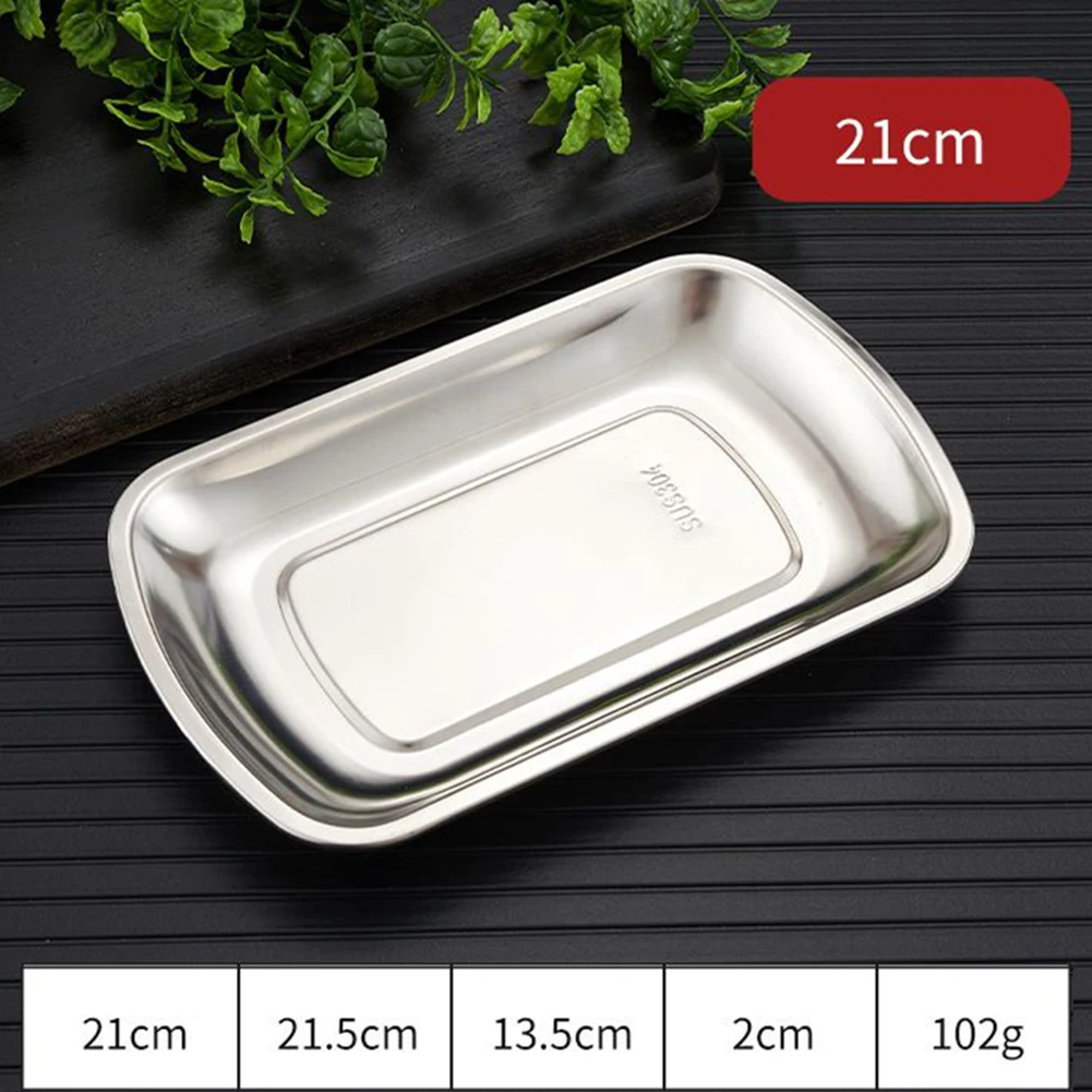 Stainless Steel Rectangle Serving Tray Kitchen BBQ Baking Dish Snack Dessert Storage Tray Rectangular Barbecue Fruit Plate