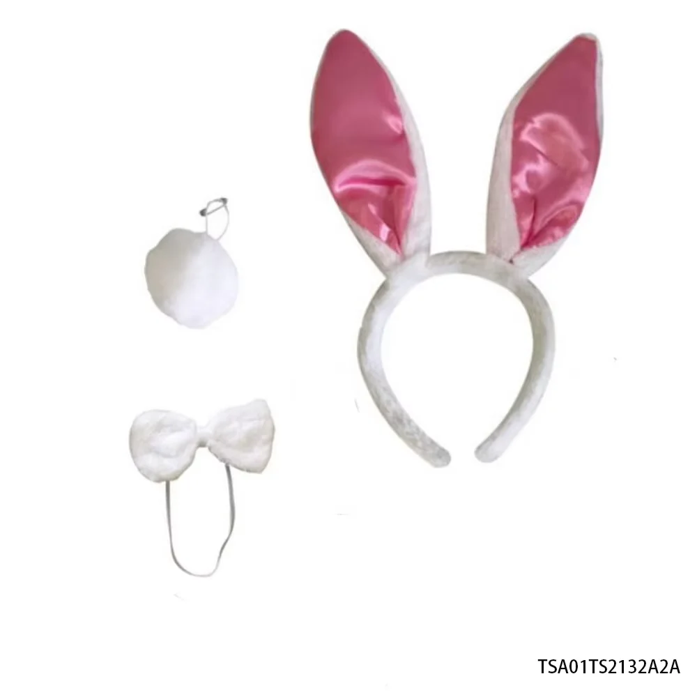 PESENAR 부활절 토끼 의상 세트 귀 머리띠 나비넥타이와 꼬리 포함 휴일 파티 액세서리