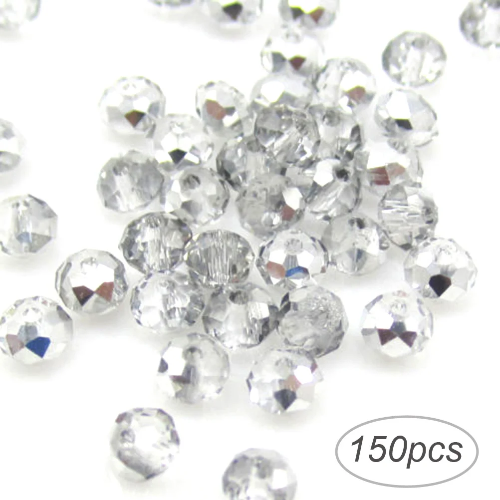 

150Pcs Glass Faceted Crystal Beads Perfect for DIY Jewelry Making Bracelets Necklaces Crafts 3x4mm White Beads for Creative