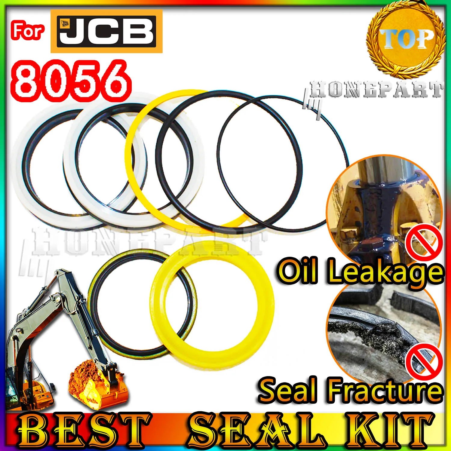 For JCB 8056 Oil Seal Repair Kit Boom Arm Bucket Excavator Hydraulic Cylinder Breaker Steere Mend proof Center Swivel Pilot Foot
