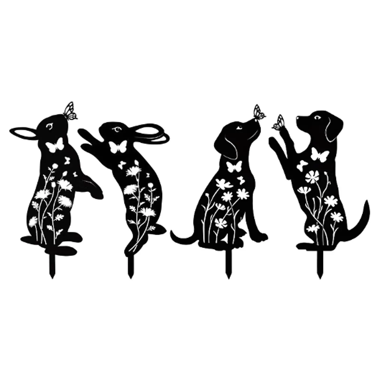 

2 шт. декоративные садовые железные колья, украшение для газона, крыльцо, декор в виде животных, силуэт, двор, искусство для парка, весенние цветочные кровати, двор