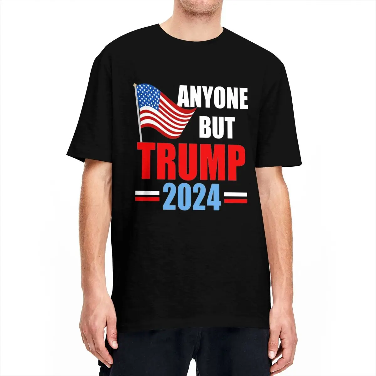 Men's Anyone But Trump T Shirts 2024 Cotton Tops Summer Y2K Retro Short Sleeve T Shirt O Neck Popular Casual Tshirt Plus Size