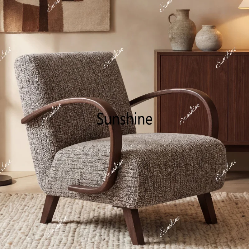 Living room, bedroom, balcony, solid wood armchair, vintage high-end single sofa