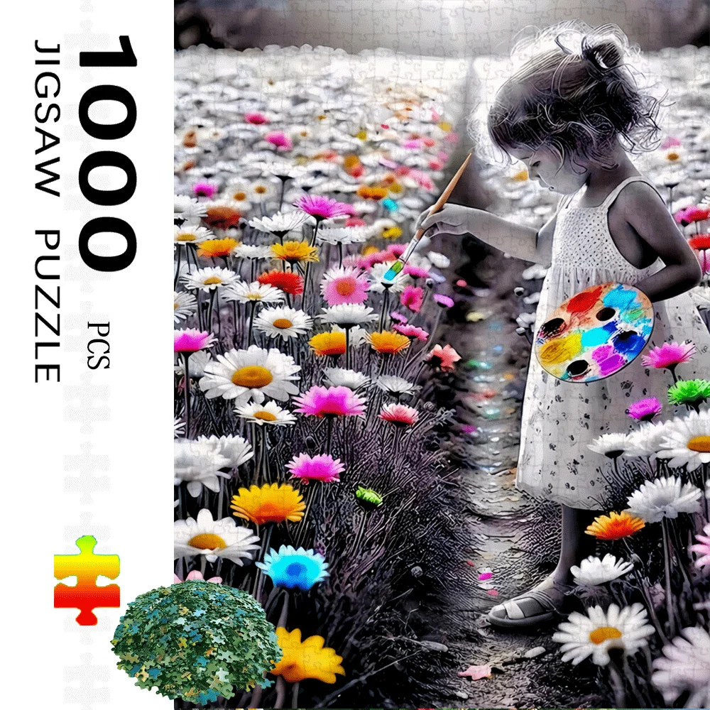 Puzzle papierowe o wymiarach 1000 elementów z realistycznym wzorem i elementami artystycznymi, idealne jako duża zabawka dla dorosłych. Służy jako G