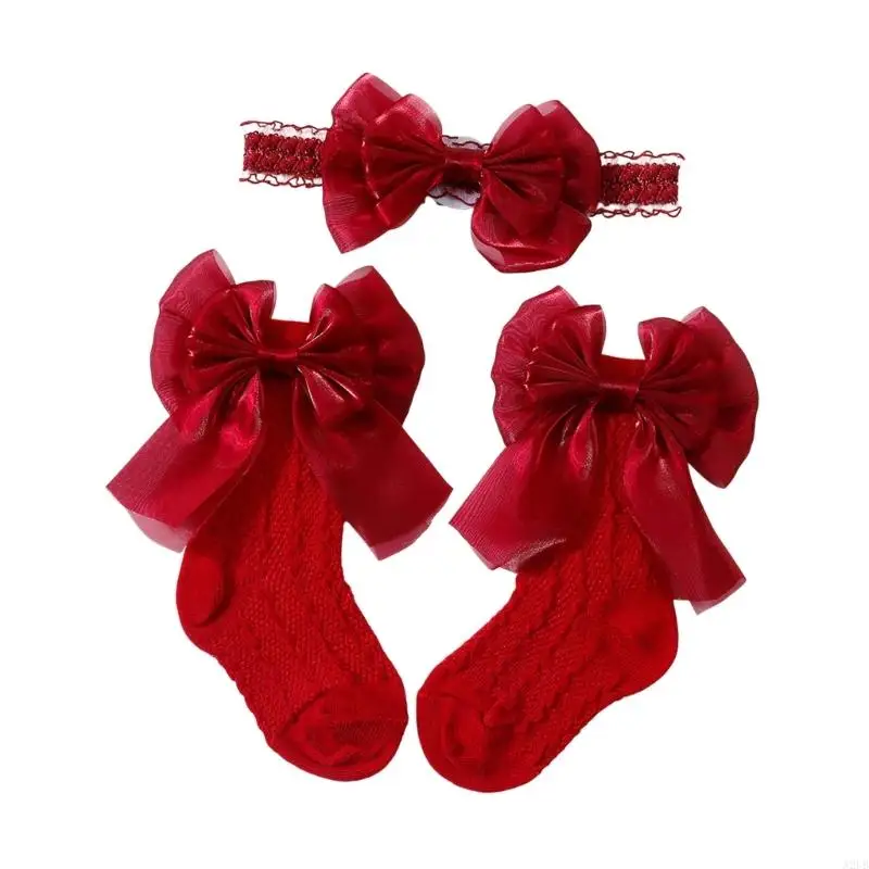Entzückende Kombination aus Stirnband und Socken mit Schleife für Babys, dehnbar, bequemes Design, Kopfbedeckung, Socken, für – Detail 3