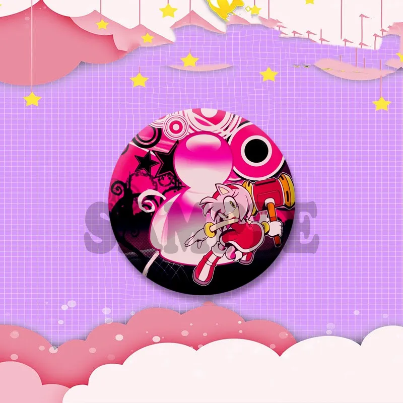 Niedliche Anime-Spielcharakter Amy Rose Brosche Cartoon Rollenspiel-Abzeichen Schmuck Emaille-Pins für Rucksack Kleidung Geschenke für Freunde – Detail 15