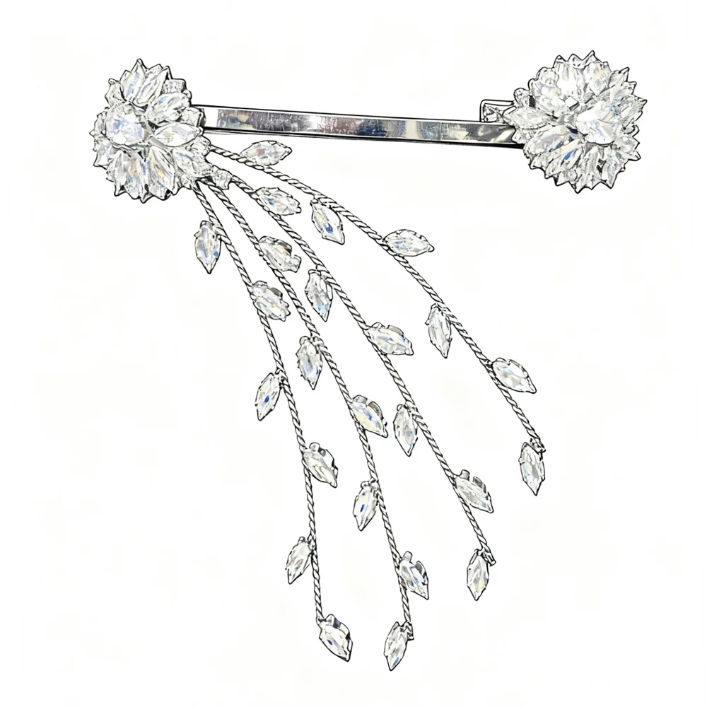 Luxury Cubic Zirconia Diamonds Flower Cuff Bangle for Hand Palm Unique Design Bracelet for Evening Gown Graduation Ceremony
