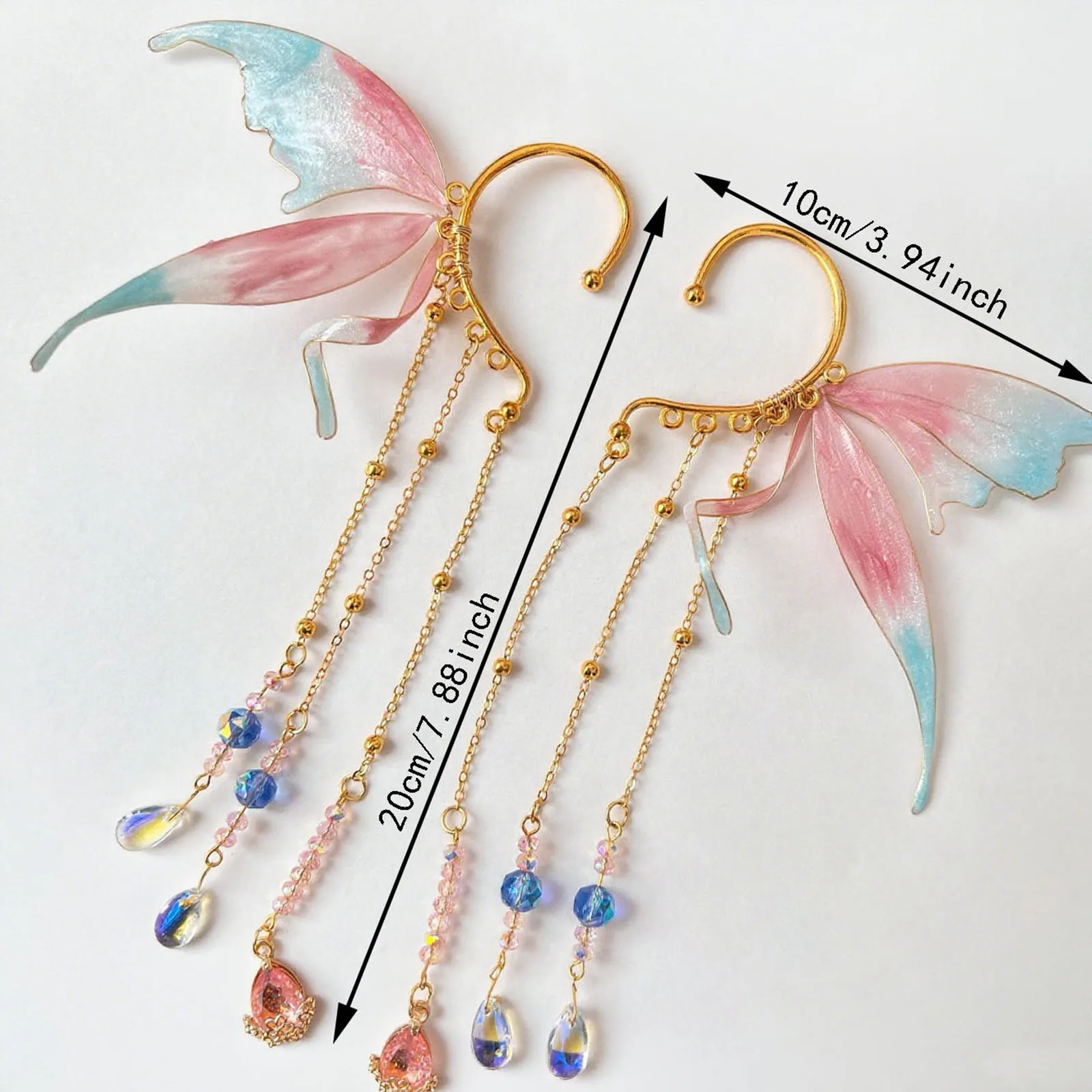 Combhasaki Halloween Ear Cuffs Creative Fish Tail Girl Tassel Design Clip On Earrings for Cosplay Party Costume Props