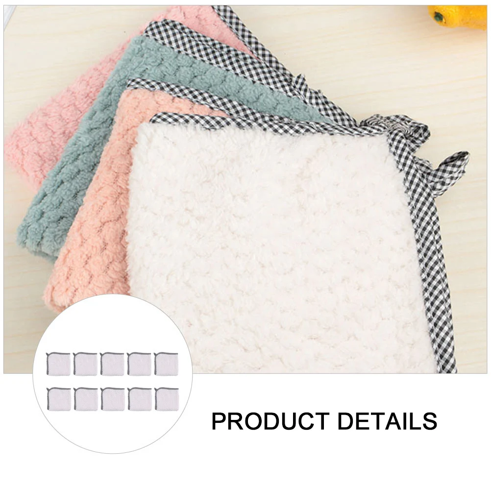 

10Pcs Premium Coral Fleece Dishcloth Pineapple Design Non-Stick Oil Practical Multi-Use Kitchen Towel White