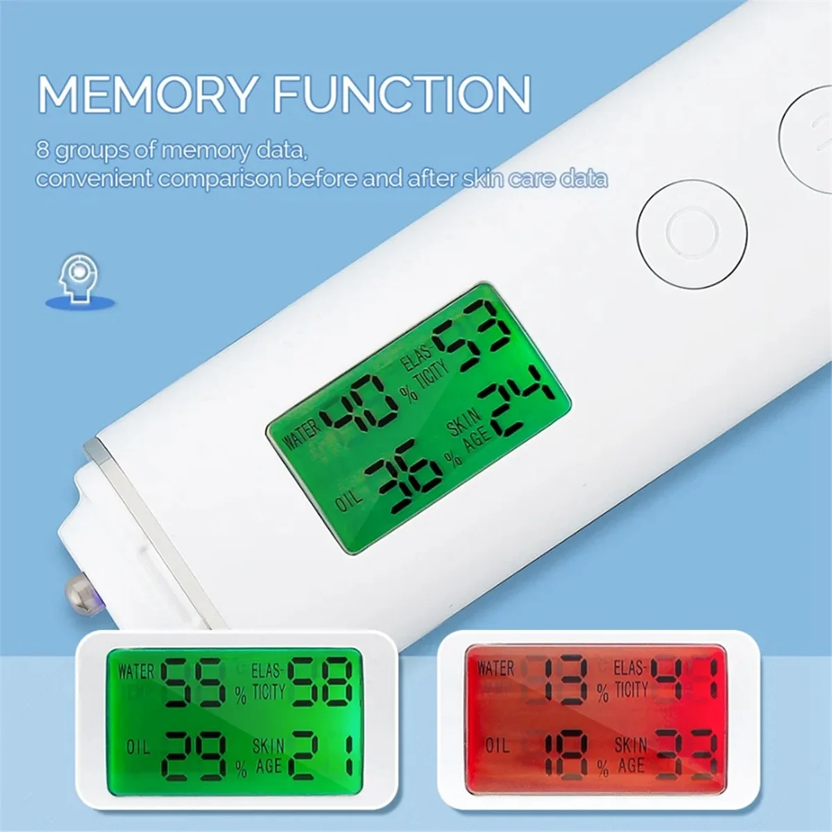 Skin Moisture Tester Smart Water and Oil Tester LCD Display Skin Moisture Meter Fluorescent Agent Detector