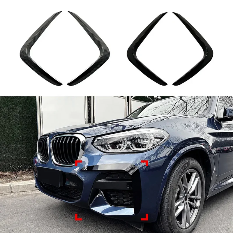 

2 PCS For BMW X3 X4 G01 G02 M Sport Front bumper lip type spoiler fog light frame cover decorative grille accessories 2022 2023