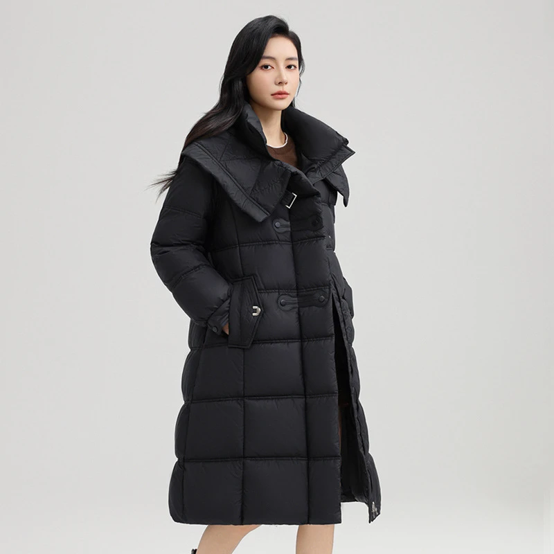 

Winter Women's Parkas 2025 New Temperament Commuting Long Over-the-knee Cotton-padded Jackets Long Thick Slim Waist Jacket Coats