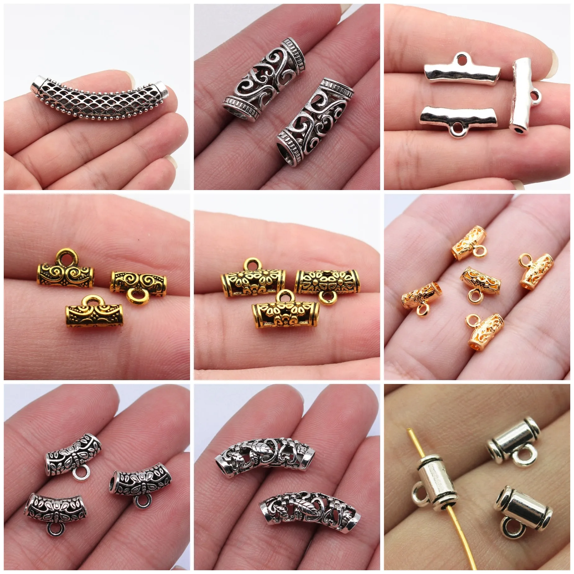 Curved Tube Pendant Bail Connectors Jewelry Findings For DIY Bracelet Necklace Making Supplies