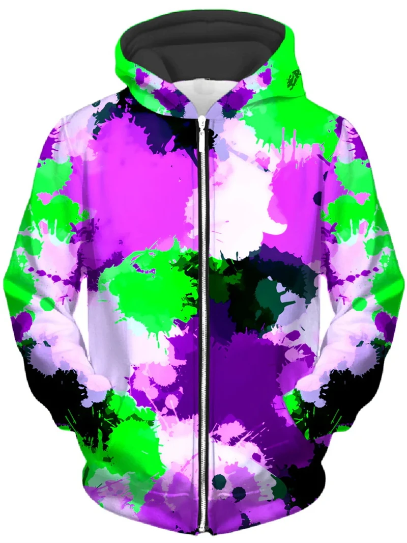 Colorful Abstract Graphic 3d Printed Zip Up Hoodies For Men Women Casual Hooded Pullover Men's Fashion Hip Pop Sweatshirts Coats