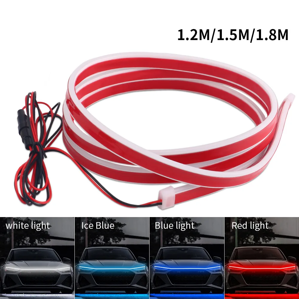 

Scan Starting Dynamic LED Car Hood Atmosphere Light Strips Waterproof DRL Daytime Running Light Flexible Decorative Ambient Lamp
