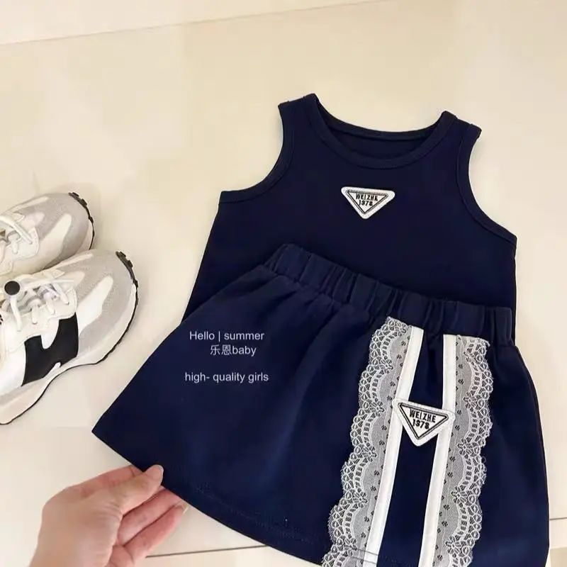 

Girls' Summer New Set Baby Girl Vest Top Half Skirt Western-Style Princess Style Two-piece Set Trendy 1-6Y