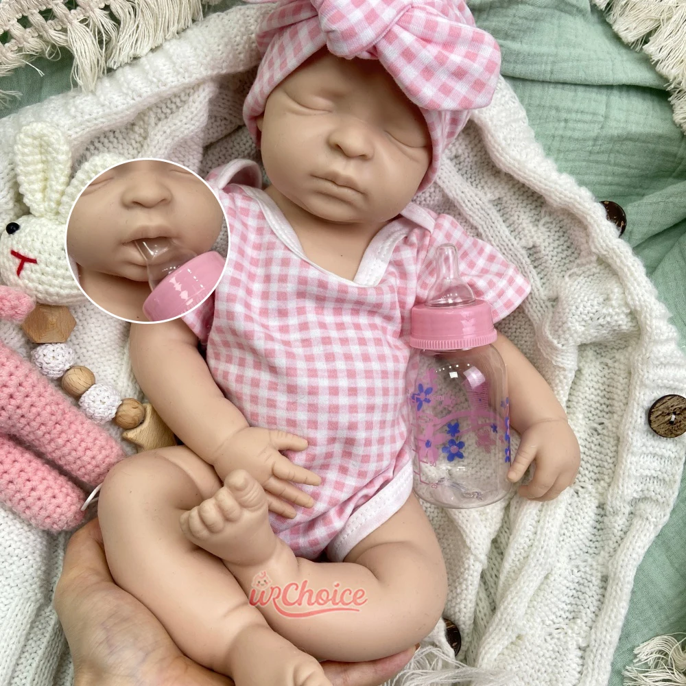 

44cm Can Open Mouth Girl Realistic Full Body Silicone Reborn Baby Lifelike Simulation Weighted Doll for Educational Display