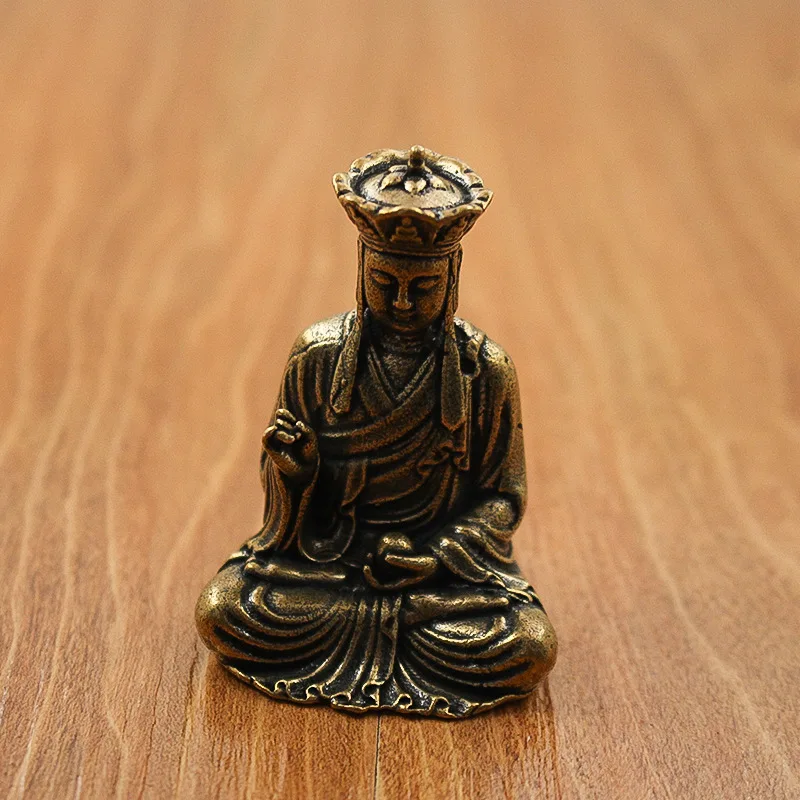 Brass Ksitigarbha Buddha Statue Decorative Figurines Mini Bronze Buddha Metal Figurine Accessoires Miniatures Home Accessories