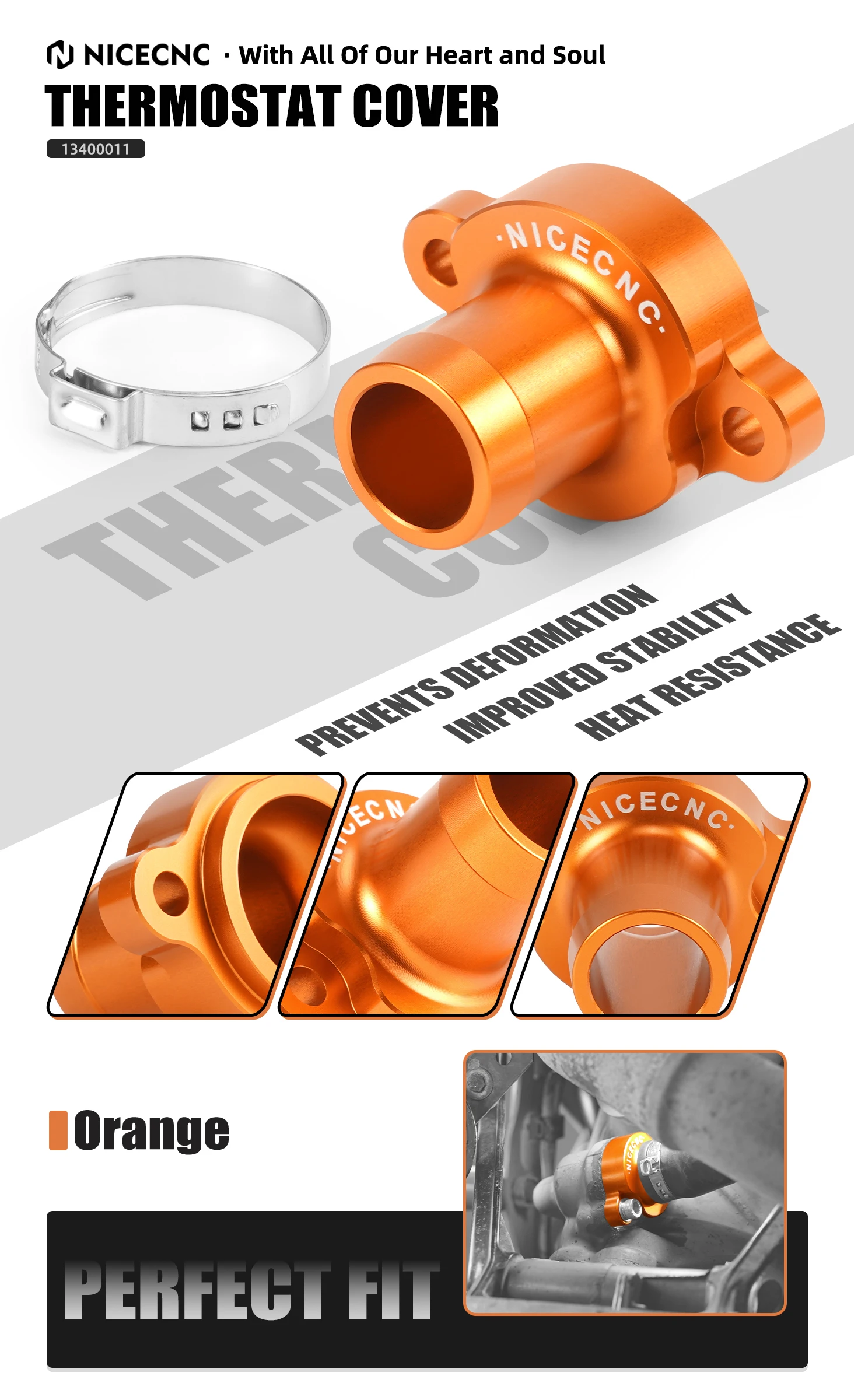 NICECNC Thermostatgehäuseabdeckung für KTM 690 DUKE/DUKE R/Enduro/Enduro R/SMC/SMCR 08–2025 Husqvarna 701 Enduro GasGas 700 SM/ES – Detail 8