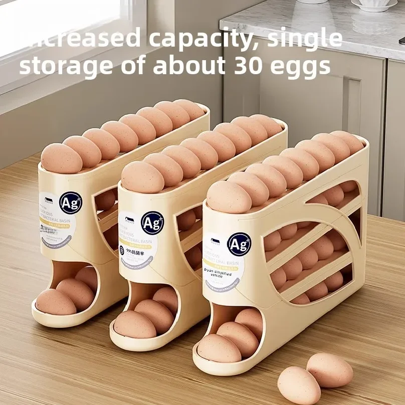 

Rolling Slide Egg Storage Box Refrigerator Side Door Box Special Fresh-Keeping Box
