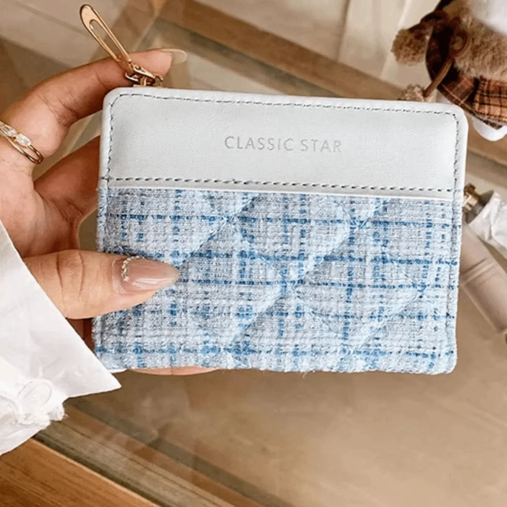 

Portable Colorful Women Short Wallet Elegant Ultra Thin PU Leather Card Holder Zipper Short Clutch Minimalist Coin Purse Travel