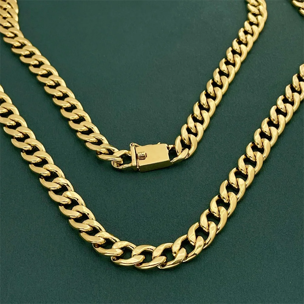 Luxury 925 Sterling Silver Gold Plated 8mm Cuban Necklace, Unisex Engagement Accessories Jewelry 50-60cm