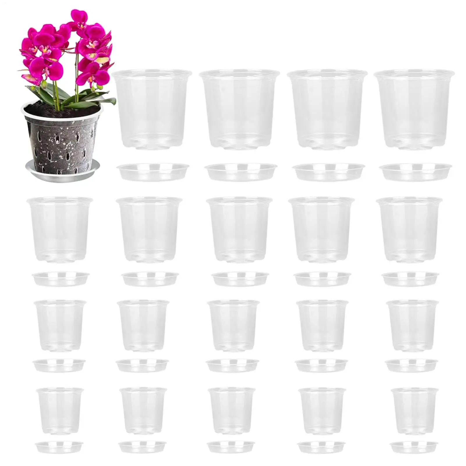 20pcs transparent plant seedling pot 4/5/6/7 inches Garden Vegetable Seedling Container Plant Pot with Drainage Hole for Growers