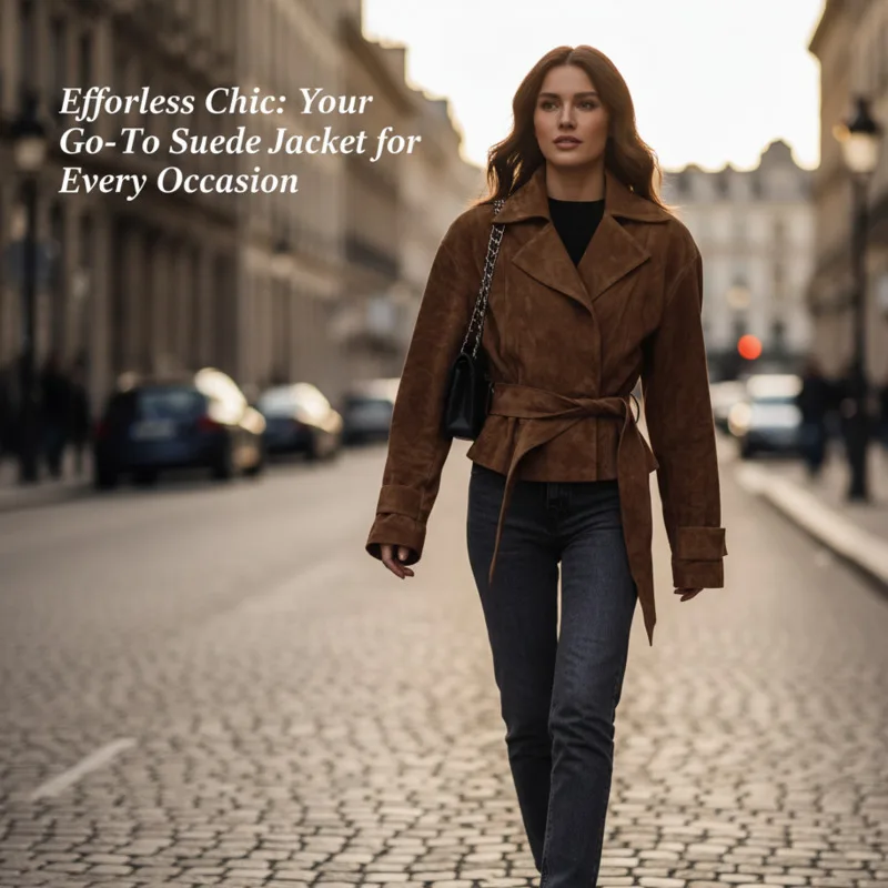 

Осенняя замшевая куртка в стиле ретро для женщин, тонкий дизайн с лацканами и завязкой на талии, повседневное шикарное короткое пальто с длинным рукавом, повседневная уличная одежда Essentials