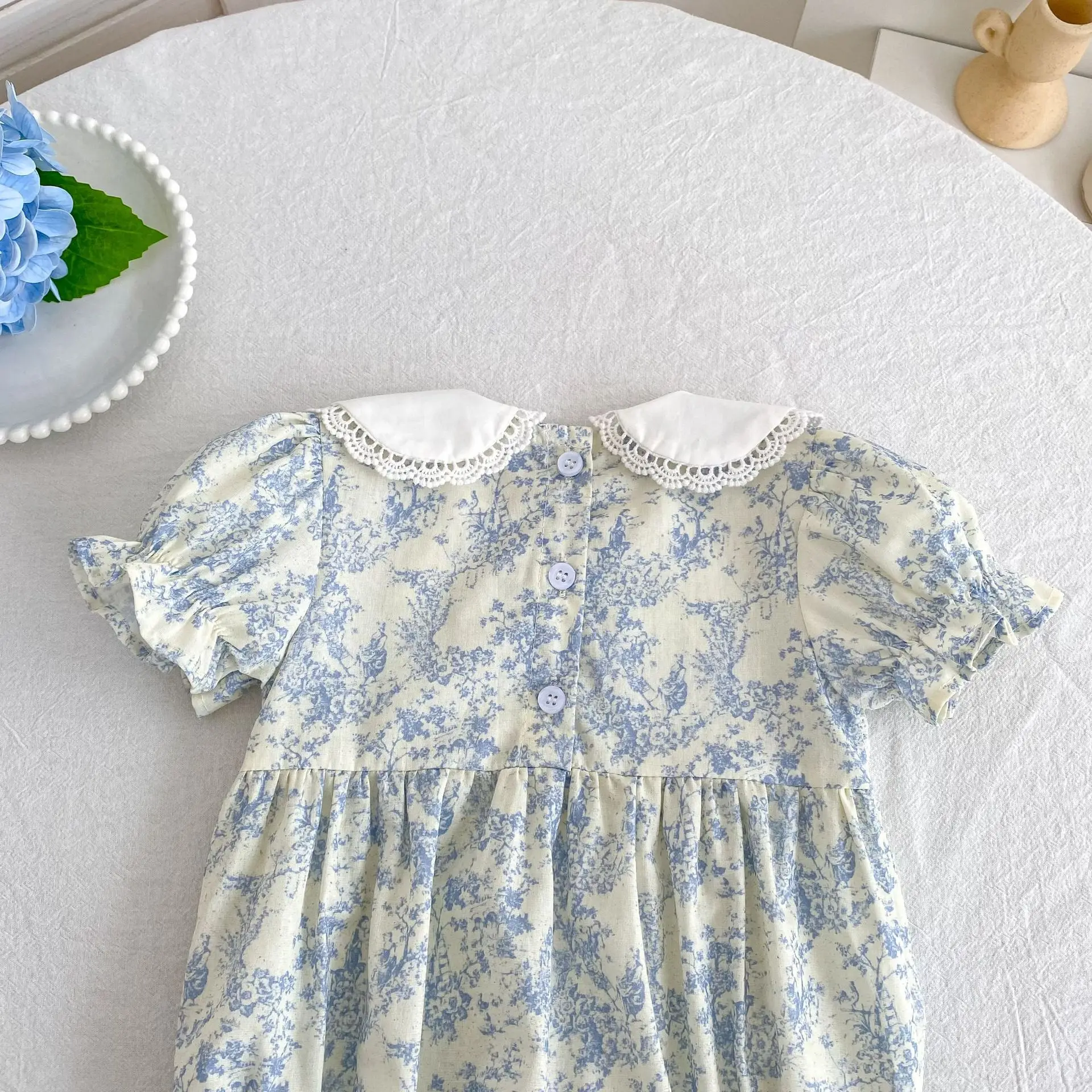 2026 Neuer Sommer-Baby-Krabbelanzug im Koreanischen Stil, Kurzärmeliger Jumpsuit für Mädchen mit Niedlichem Peter-Pan-Kragen – Detail 8