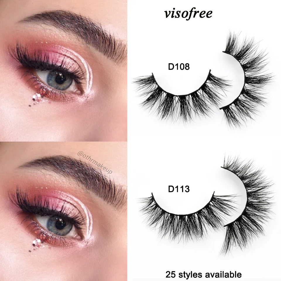 Visof123-Faux-cils 3D en vison faits à la main, bande complète, sans cruauté envers les animaux, accessoire de maquillage de luxe