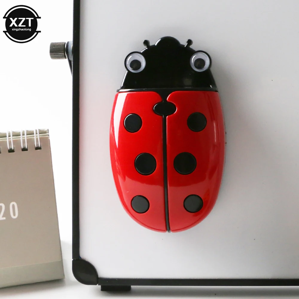 Ladybug Magnetic Pencil Case Board Eraser Storage Box Dual Purpose Eraser Whiteboard Pen Organizer Cartoon Refrigerator Magnet