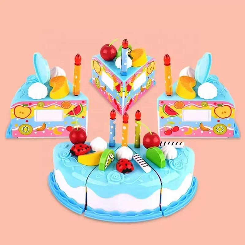 Kinder Spielzeug Simulation DIY Geburtstag Kuchen Modell Küche Pretend Spielen Haus Schneiden Obst Lebensmittel Spielzeug für Kleinkind Kinder Geschenk Junge Mädchen