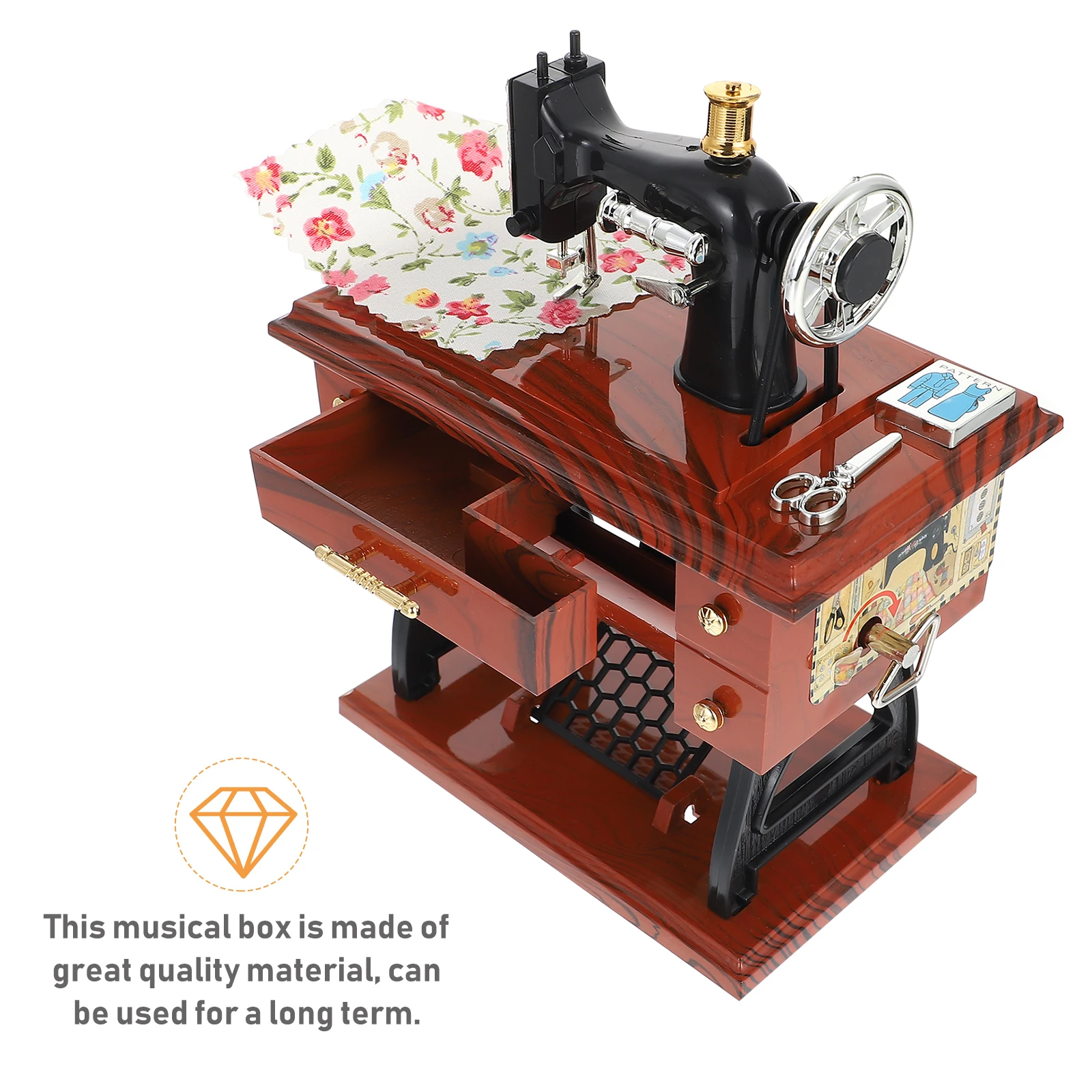 ماكينة خياطة ريترو صندوق موسيقي ديكور هدايا سطح المكتب عيد الحب عيد الميلاد عطلة ديكور المنزل