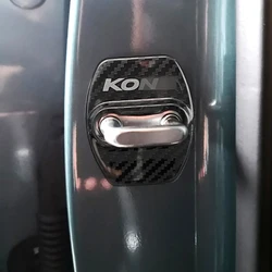 Accessories For 2017-2022 Hyundai Kona Black Metal Door Lock Buckle Trim Covers Car Sticker
