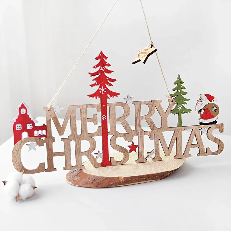 Nordic wooden christmas tree letter decoration pendant Elk old man Christmas decorations