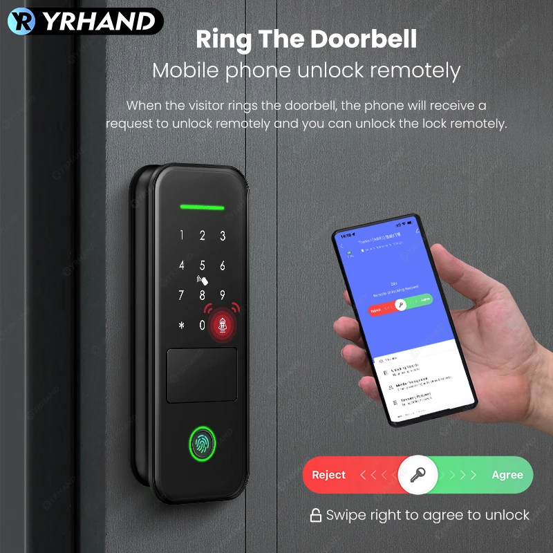 Tuya Smart lock cerradura inteligente Waterproof Wifi Fingerprint Rim Lock Smart Card Digital Electronic Door Lock For Home