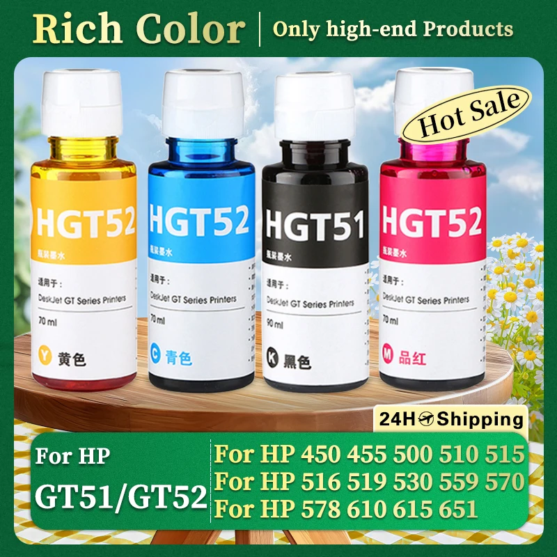 100ML GT51 GT52 recarga de tinta colorante para tanque inteligente HP para HP GT5810 GT5820 GT 5810 GT 5820 para todas las series HP GT tinta de impresora de inyección de tinta